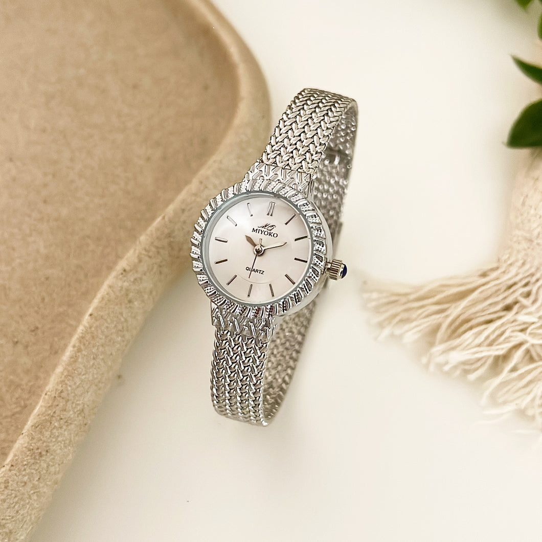 Silver White Luxe Metal Watch