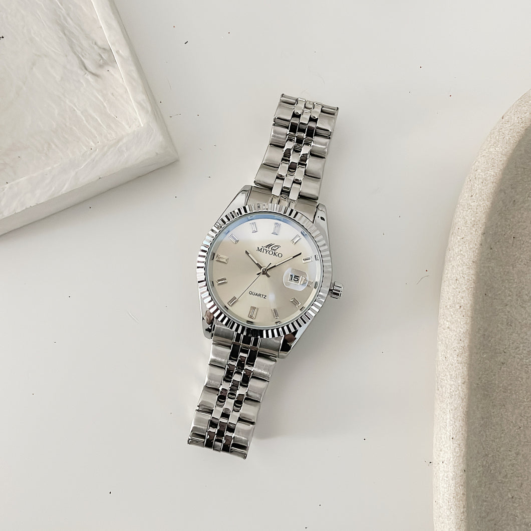 Silver White Classic Unisex Watch