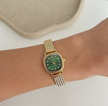 Load image into Gallery viewer, Gold Green Royal Square Metal Watch
