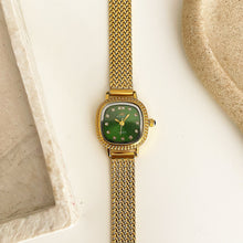Load image into Gallery viewer, Gold Green Royal Square Metal Watch
